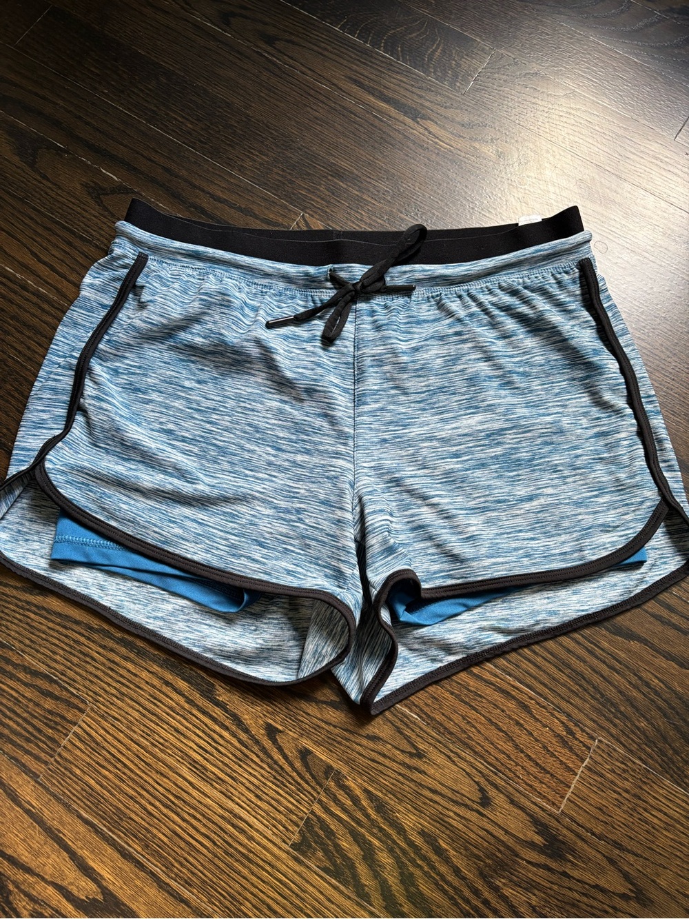 Light Blue Heather Athletic Women's Running Shorts with Contrast Trim